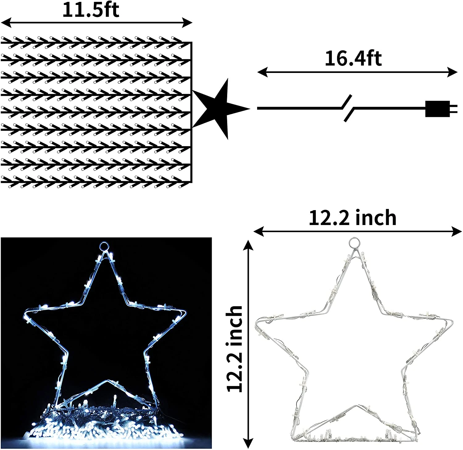 335 LED Tree Decoration Star Lights, White 6 335 LED Tree Decoration Star Lights, White - Image 4