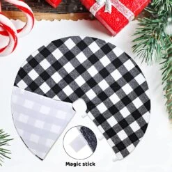 48in Thick Plaid White Baffalo Christmas Tree Skirt -Joiedomi 810dA1tja6L. AC SL1500