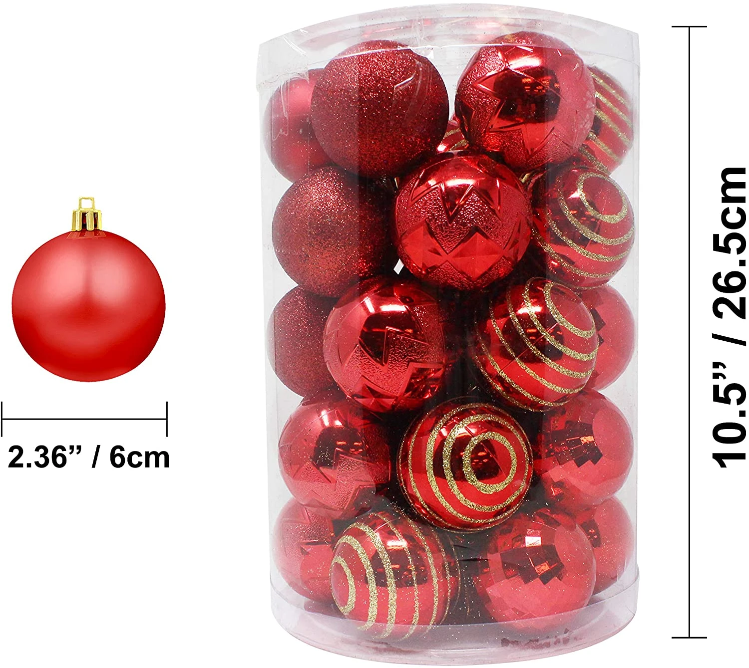 34 Pcs Christmas Ball Ornaments (Red) 5 34 Pcs Christmas Ball Ornaments (Red) - Image 3