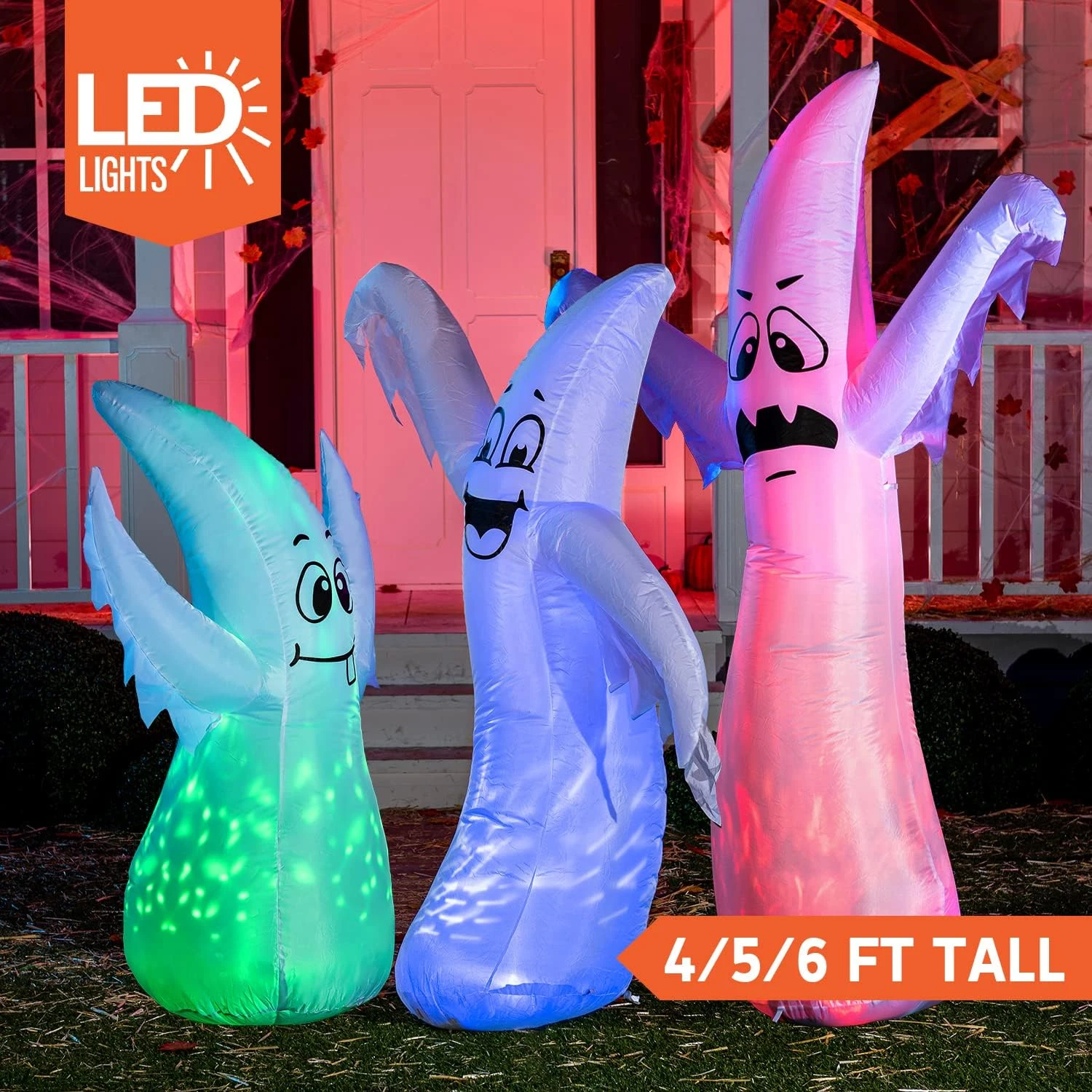 3 In 1 Halloween Cute Ghosts Inflatable - 6ft 5ft & 4ft 4 3 In 1 Halloween Cute Ghosts Inflatable - 6ft 5ft & 4ft - Image 2