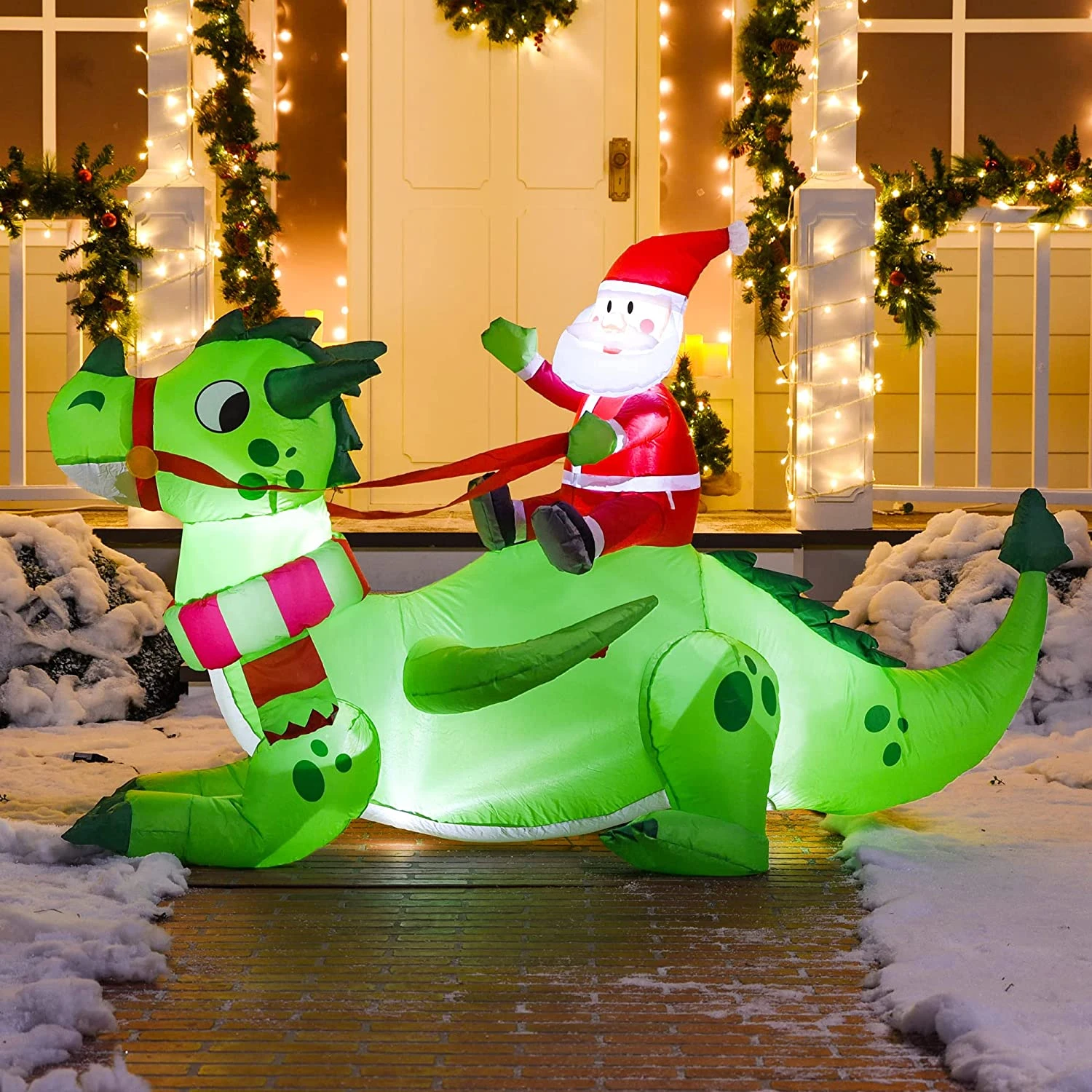 6ft Long Santa Riding A Green Dragon Christmas Inflatable 11 6ft Long Santa Riding A Green Dragon Christmas Inflatable - Image 9