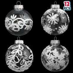 12 Pcs White & Clear Christmas Ball Ornaments -Joiedomi 8170KLoE5yL. AC SL1500