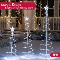Lighted Spiral Christmas Tree Set LED Cool White - 3 Pcs 12 Lighted Spiral Christmas Tree Set LED Cool White - 3 Pcs -Joiedomi 817A v3T 6L. AC SL1500