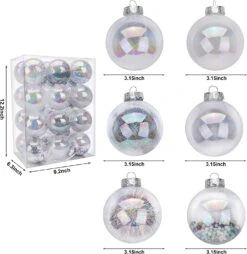 24Pcs Chrome Plastic Clear Ball Ornaments With Filling -Joiedomi 818u 3Kg8CL. AC SL1500