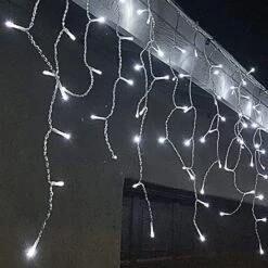100 LED Christmas Icicle Lights Cool White