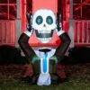 5ft Halloween Ground Breaker Skeleton Holding Head Inflatable