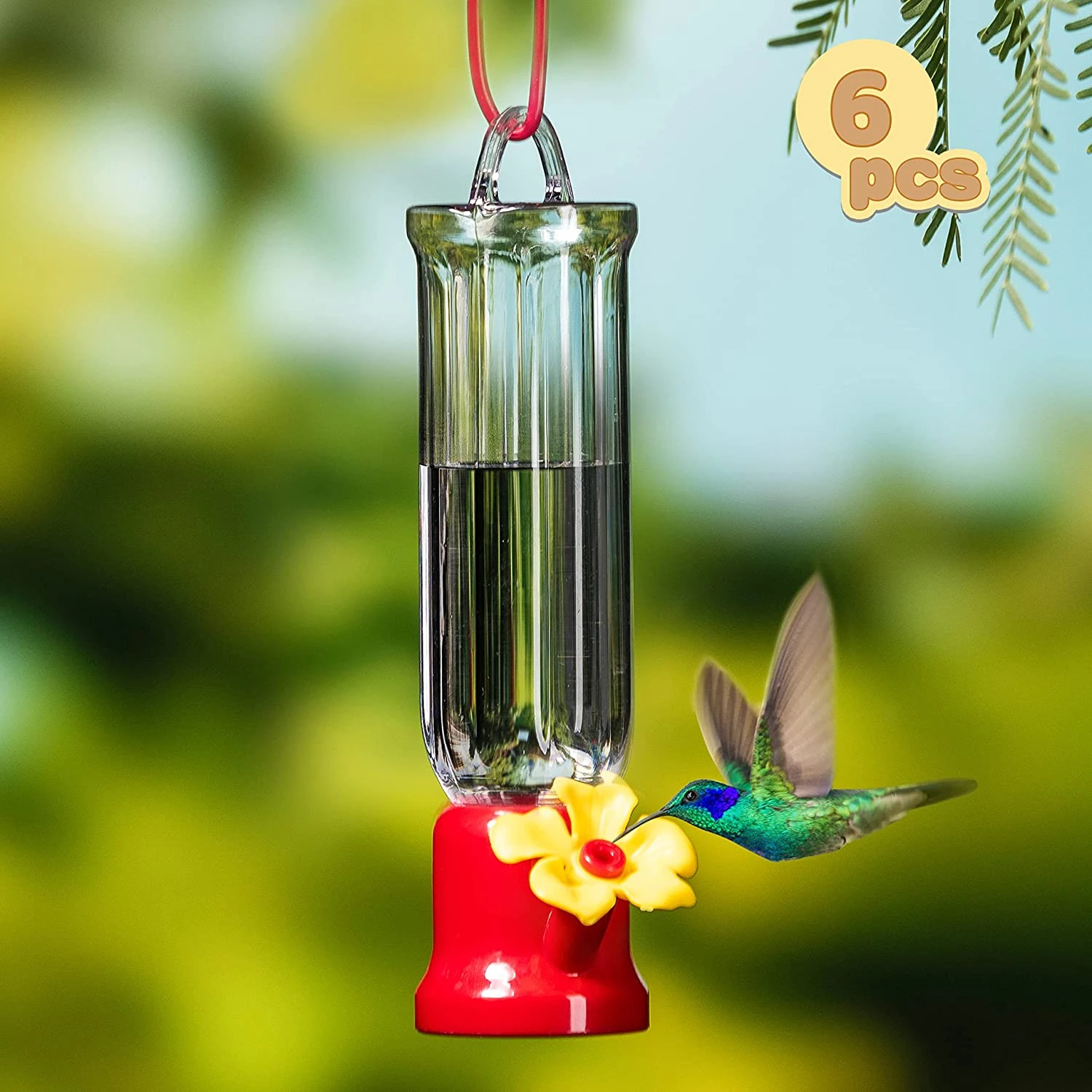 Mini Hummingbird Feeders With Hanging Wires, 6 Pcs 11 Mini Hummingbird Feeders With Hanging Wires, 6 Pcs - Image 9