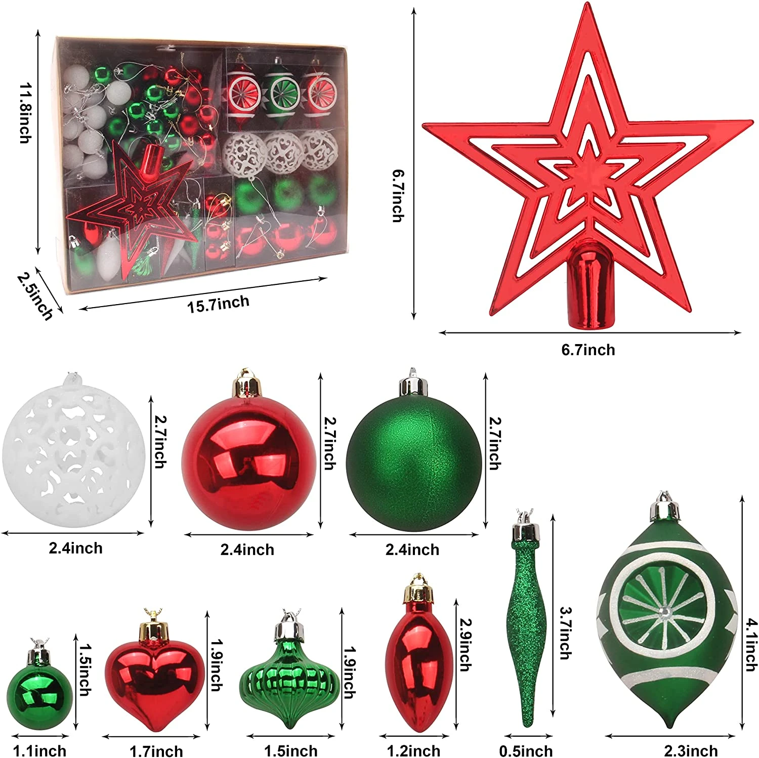 70 Pcs Christmas Ornaments With Heart Red, Green, & White 5 70 Pcs Christmas Ornaments With Heart Red, Green, & White - Image 3