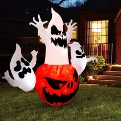 6FT Tall Halloween Inflatable Pumpkin With 3 Ghosts -Joiedomi 81FeNhNcRKL. AC SL1500