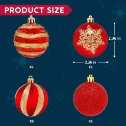 24 Pcs Christmas Ball Ornaments, Red And Gold -Joiedomi 81FrJqxyJUL. AC SL1500