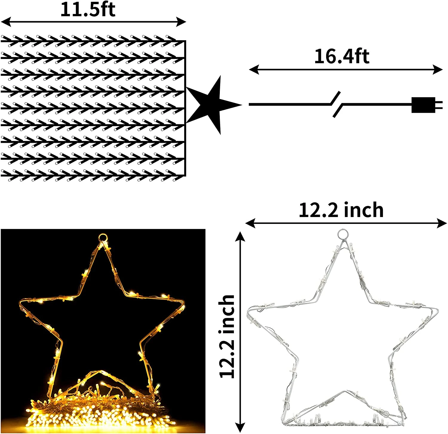 335 LED Tree Decoration Star Lights, Warm White 6 335 LED Tree Decoration Star Lights, Warm White - Image 4