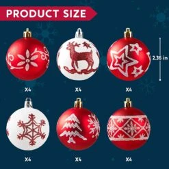 60mm Deluxe Christmas Ball Ornaments (Red & White), 24 Pcs -Joiedomi 81I1t5iCxxL. AC SL1500