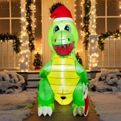 6 FT Tall Inflatable Dinosaur Holding A Christmas Stocking With Build-in LEDs 14 6 FT Tall Inflatable Dinosaur Holding A Christmas Stocking With Build-in LEDs -Joiedomi 81I5YDQ0S3L. AC SL1500