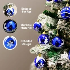 24 Pcs Christmas Ball Ornaments, Blue And White 12 24 Pcs Christmas Ball Ornaments, Blue And White -Joiedomi 81I KZ4GrAL. AC SL1500
