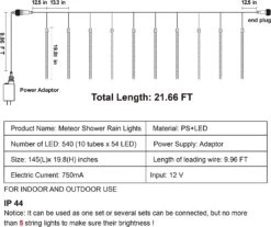 540 LEDs Christmas Lights Meteor Shower Lights, Blue -Joiedomi 81K VI6S3mL. AC SL1500
