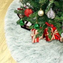 48 Inch Faux Fur Grey Christmas Tree Skirt