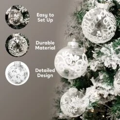 12 Pcs White & Clear Christmas Ball Ornaments -Joiedomi 81MTKwqx7NL. AC SL1500