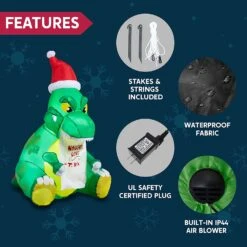 Tall Christmas Sitting Dinosaur Inflatable (5 Ft) -Joiedomi 81NHbSH7O2L. AC SL1500