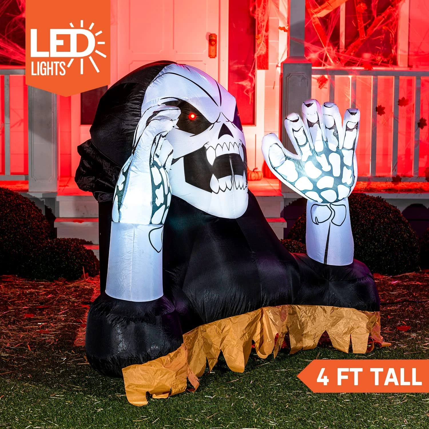 4ft Halloween Inflatable Reaper Ground Breaker With Hands 4 4ft Halloween Inflatable Reaper Ground Breaker With Hands - Image 2