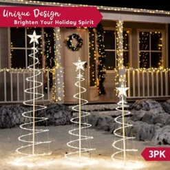 3 Packs Lighted Spiral Christmas Tree Set 14 3 Packs Lighted Spiral Christmas Tree Set -Joiedomi 81Namg4DGKL. AC SX679