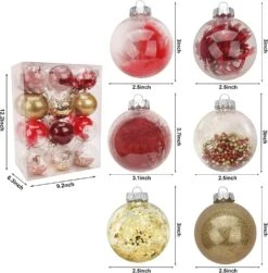 24Pcs Red Plastic Clear Ball Ornaments With Filling -Joiedomi 81NhJPmhuKL. AC SL1500