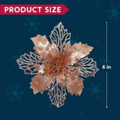 24 Pcs Rose Gold Poinsettia Flowers With Clips And Glitter 15 24 Pcs Rose Gold Poinsettia Flowers With Clips And Glitter -Joiedomi 81PFLL vGaL. AC SL1500