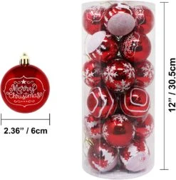 24 Pcs Christmas Ball Ornaments, Red And White -Joiedomi 81Q 0V50AmL. AC SL1500
