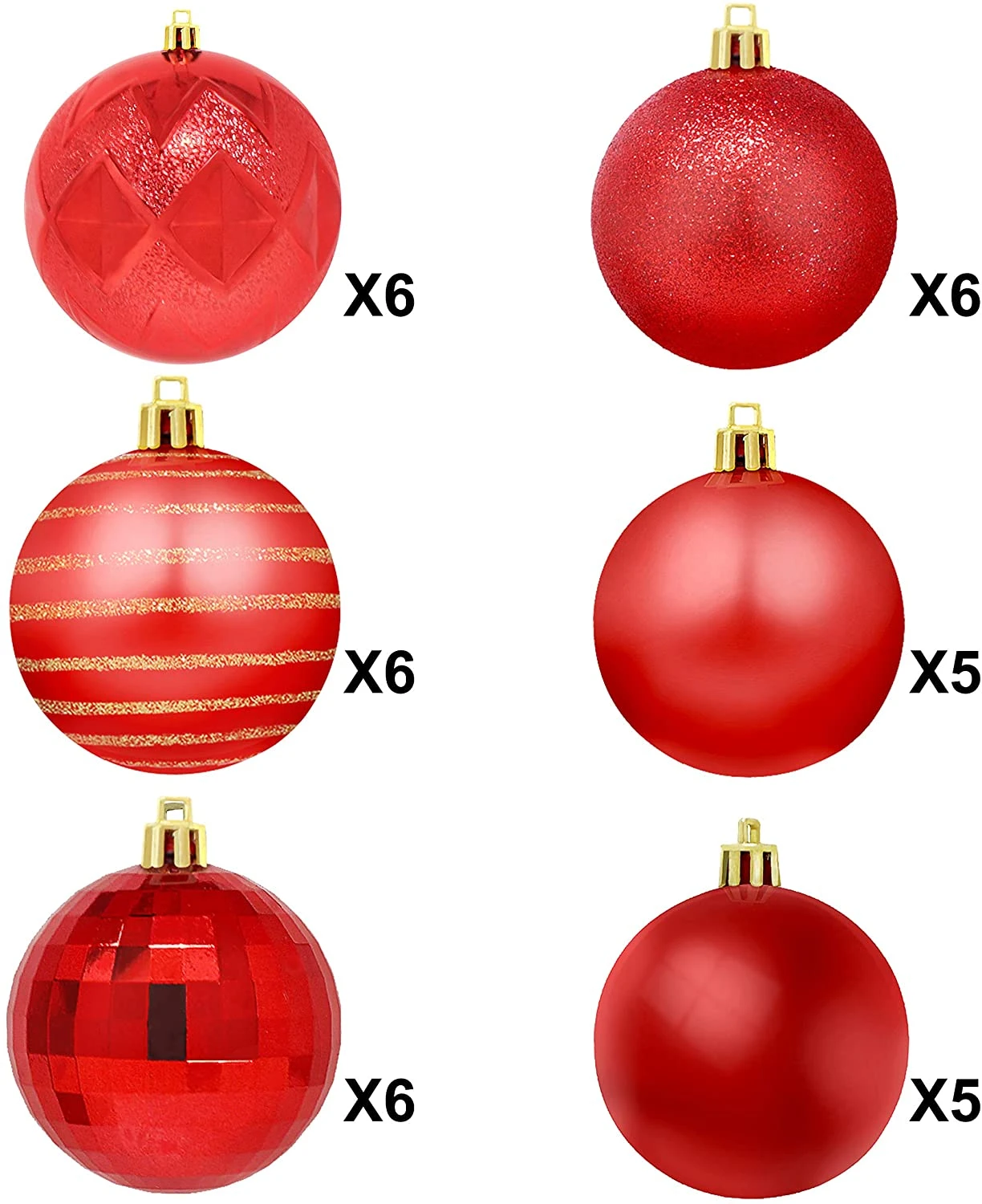 34 Pcs Christmas Ball Ornaments (Red) 4 34 Pcs Christmas Ball Ornaments (Red) - Image 2