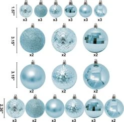 46ct Assorted Size Christmas Ball Ornaments - Baby Blue -Joiedomi 81RUF1CDKIL. AC SL1500