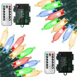 34.6 FT Christmas 2x50 Count Multicolor LED Green Wire String Lights With Remote Control -Joiedomi 81TJPTCJODL. AC SL1500
