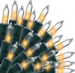 100 Counts Clear Green Wire Christmas Lights Set Of 4