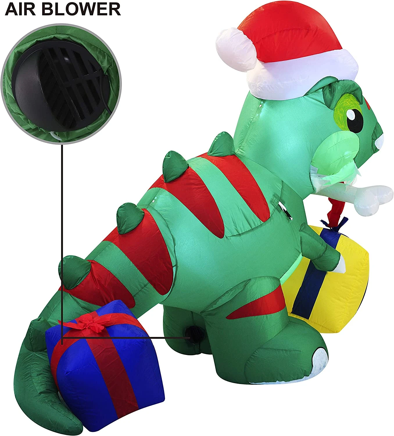 Christmas Large Dinosaur Inflatable (6 Ft) 6 Christmas Large Dinosaur Inflatable (6 Ft) - Image 4
