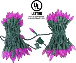 50.5 FT 150 Counts Of Purple LED C6 Green Wire Light Set -Joiedomi 81VCxmhGFfL. AC SL1500