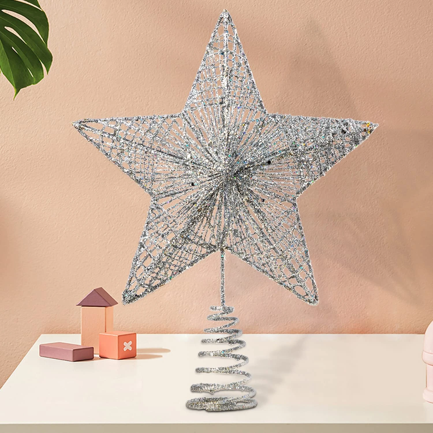 Silver Star Tree Topper, White 10 Silver Star Tree Topper, White - Image 8