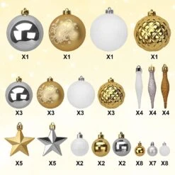 67 Pcs Christmas Ornaments Assorted Style Gold & White 12 67 Pcs Christmas Ornaments Assorted Style Gold & White -Joiedomi 81WrXBG4ANL. AC SL1500