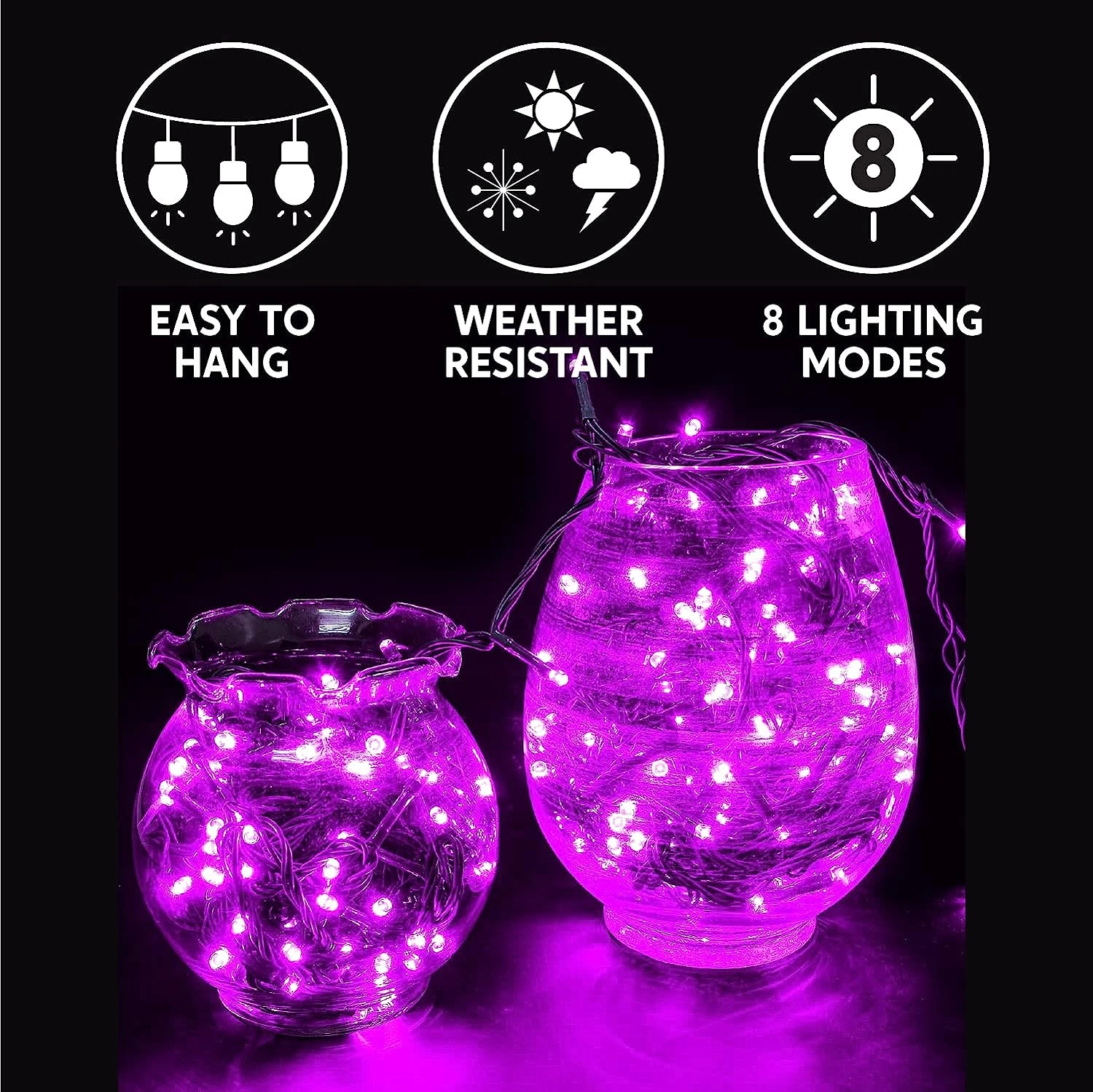 300-Count Purple LED Mini String Lights, 8 Modes 7 300-Count Purple LED Mini String Lights, 8 Modes - Image 5