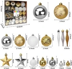 67 Pcs Christmas Ornaments Assorted Style Gold & White 11 67 Pcs Christmas Ornaments Assorted Style Gold & White -Joiedomi 81YoUp9ActL. AC SL1500