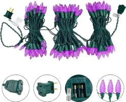 50.5 FT 150 Counts Of Purple LED C6 Green Wire Light Set -Joiedomi 81Zyl6ardWL. AC SL1500