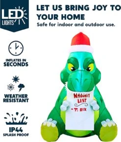 Tall Christmas Sitting Dinosaur Inflatable (5 Ft) -Joiedomi 81aP2JEl22L. AC SL1500