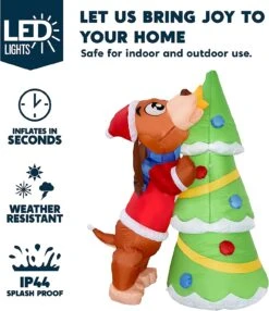 6ft Tall Puppy Putting A Tree Topper Christmas Inflatable -Joiedomi 81aqmKHV9FL. AC SL1500