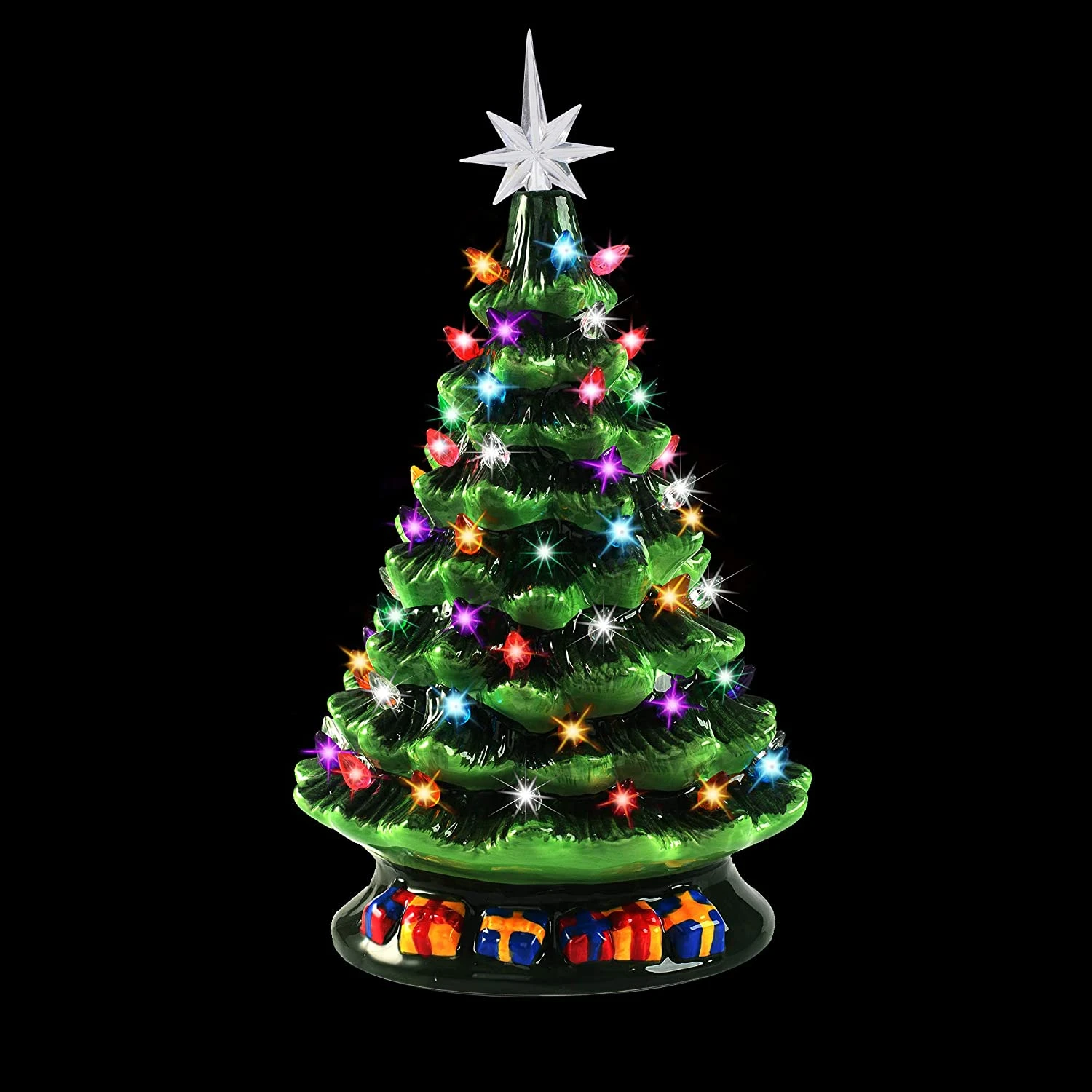 15in Tabletop Prelit Ceramic Christmas Tree With 70 Multicolor Bulbs 10 15in Tabletop Prelit Ceramic Christmas Tree With 70 Multicolor Bulbs - Image 8