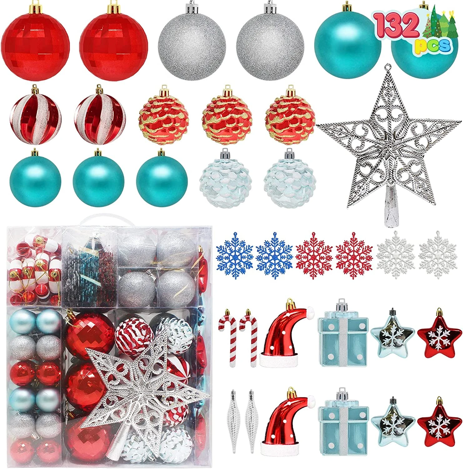 132 Pcs Red, Blue, And Silver Christmas Ornaments 4 132 Pcs Red, Blue, And Silver Christmas Ornaments - Image 2