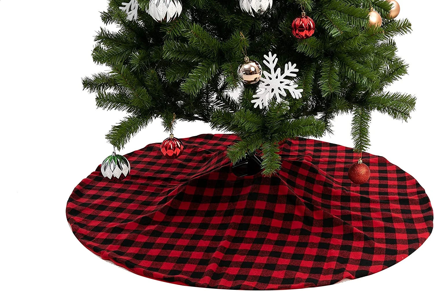 48in Red Plaid Christmas Tree Skirt 10 48in Red Plaid Christmas Tree Skirt - Image 8