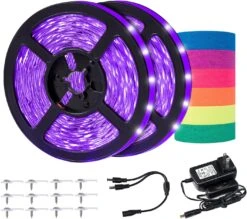 32.8ft LED Black Light Strip Kit With Blacklight Reactive UV Tape