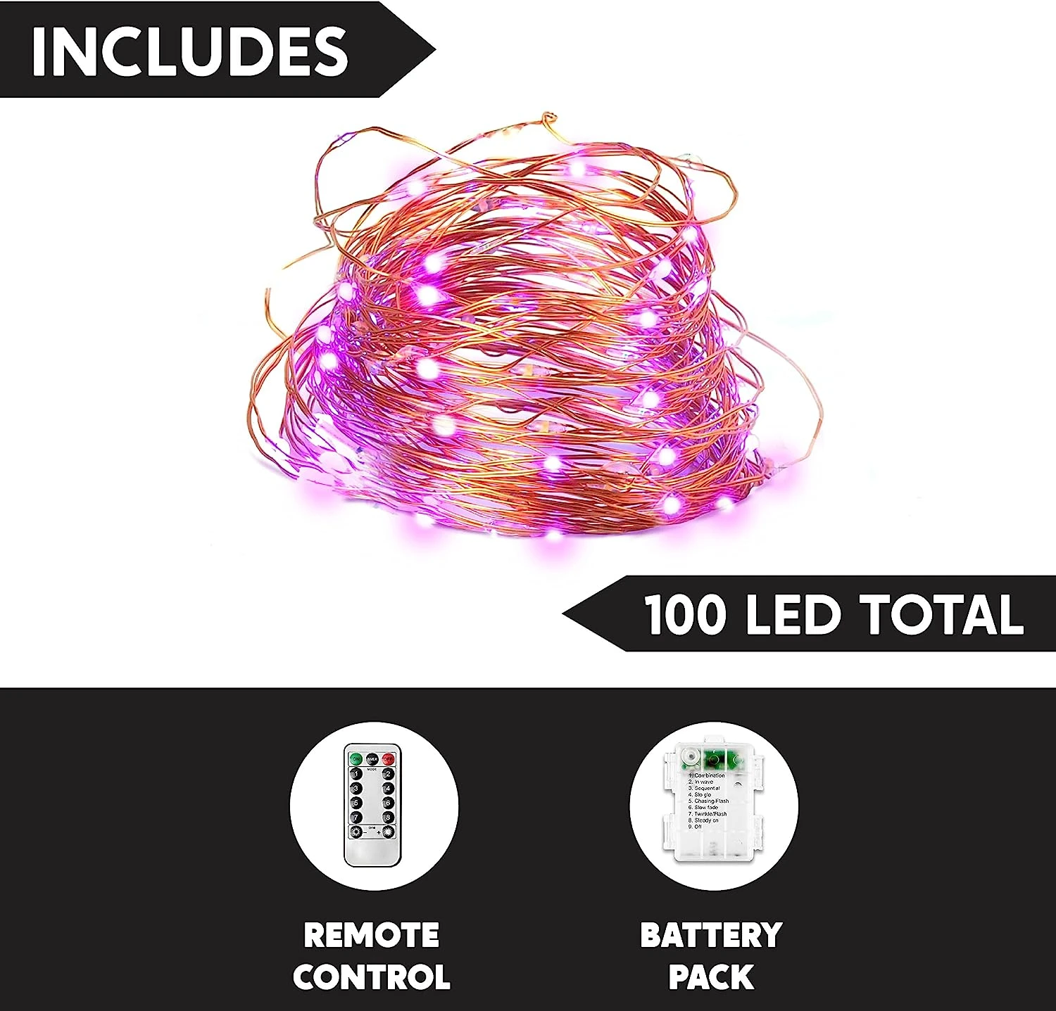 33 Ft 100 Count Purple Copper LED Light 4 33 Ft 100 Count Purple Copper LED Light - Image 2
