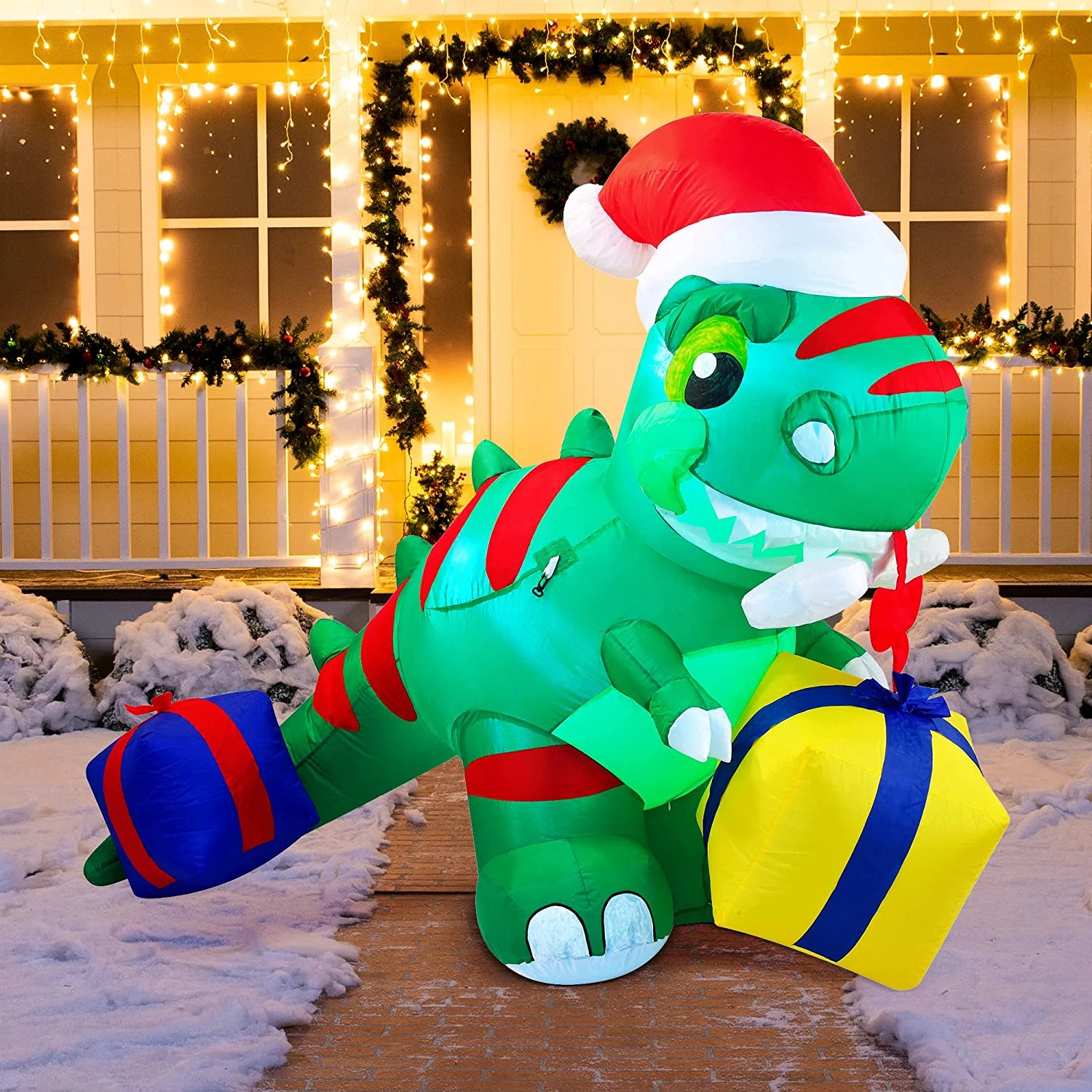 Christmas Large Dinosaur Inflatable (6 Ft) 3 Christmas Large Dinosaur Inflatable (6 Ft)