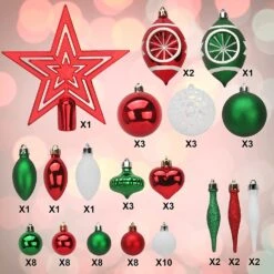 70 Pcs Christmas Ornaments With Heart Red, Green, & White 10 70 Pcs Christmas Ornaments With Heart Red, Green, & White -Joiedomi 81nIeYK 1VL. AC SL1500