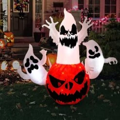 6FT Tall Halloween Inflatable Pumpkin With 3 Ghosts -Joiedomi 81nS r6n4fL. AC SL1500