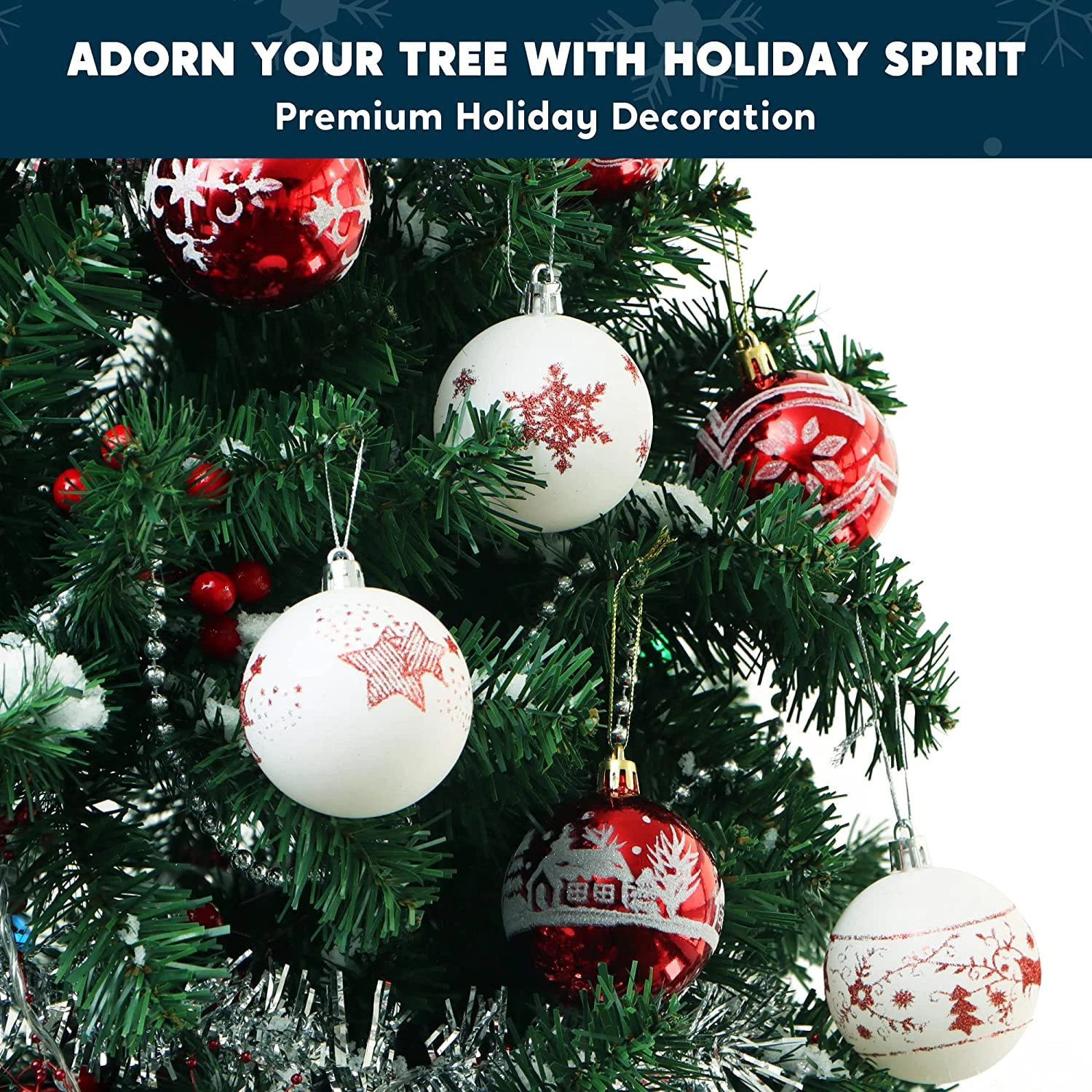 Christmas Ornaments Ball (Red&White), 40 Pcs 6 Christmas Ornaments Ball (Red&White), 40 Pcs - Image 4