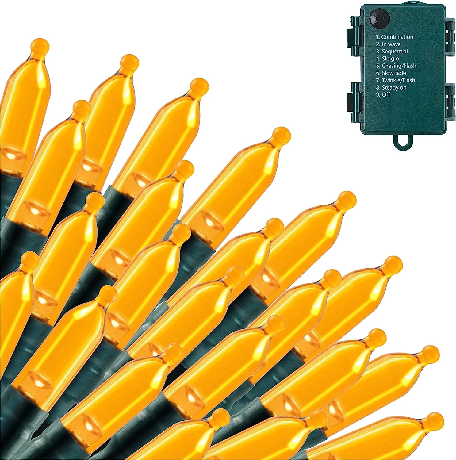 50 Orange LED Green Wire String Lights 3 50 Orange LED Green Wire String Lights